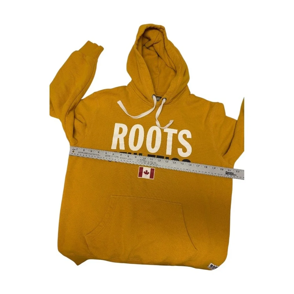 Roots Athletics Canada Hoodie Mens Small S Yellow Pullover Sweatshirt